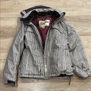 O'Neill Black and White Striped Women's Ski Jacket